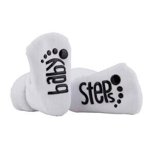 Stephan Baby Non-Skid Silly Socks with Cute Sayings, Baby Steps, Fits 3-12 Mo.
